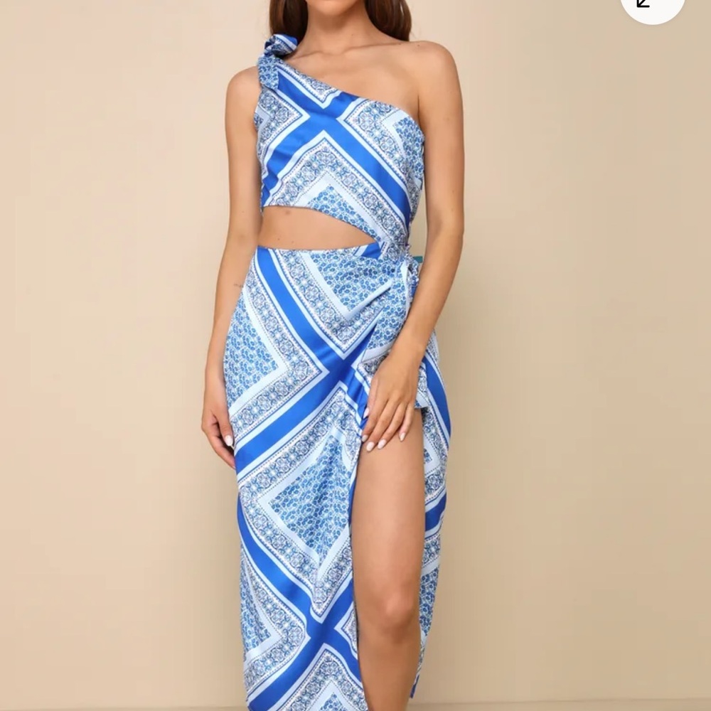 Lulu's Blue One Shoulder Dress